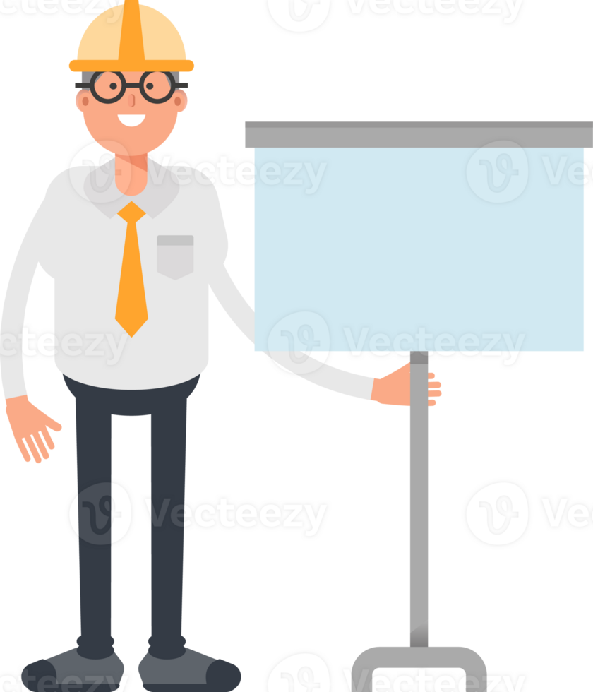 Architect Character Presenting Whiteboard png