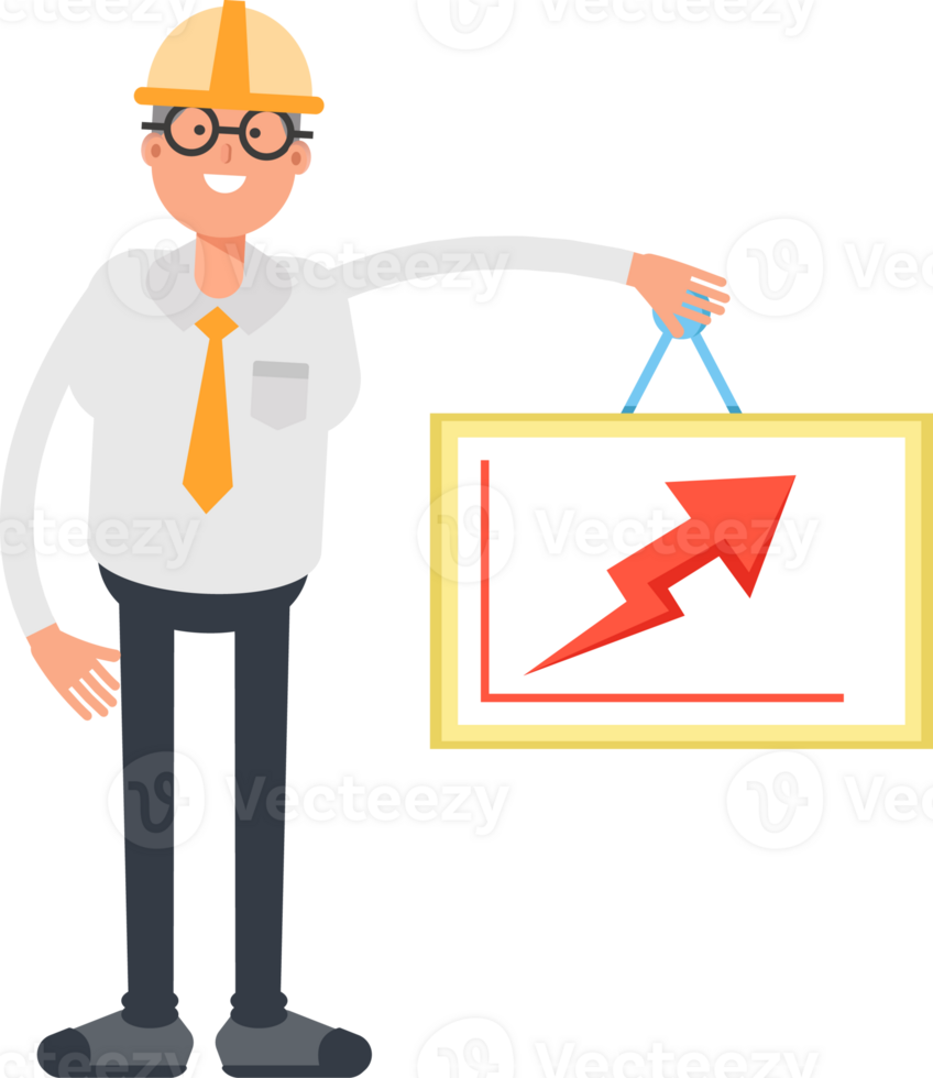 Architect Character Holding Arrow Chart png