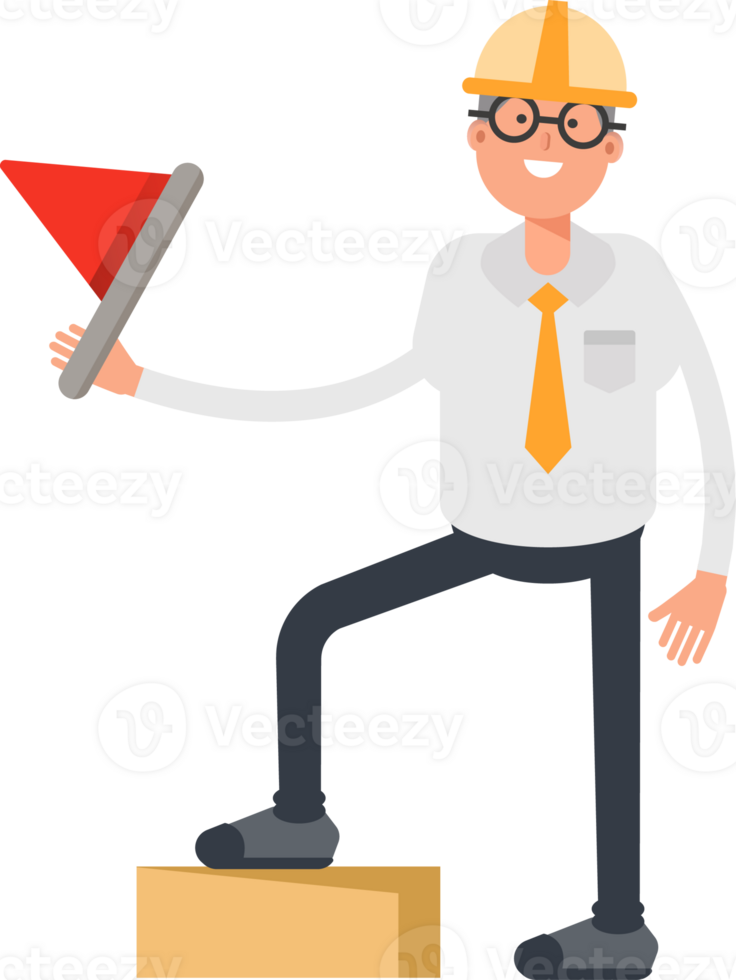 Architect Character Holding Flag png