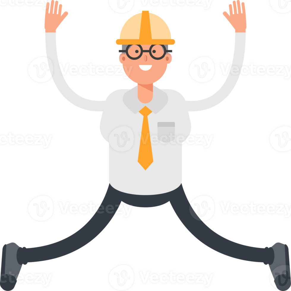 Architect Character Relaxing and Jumping Illustration png