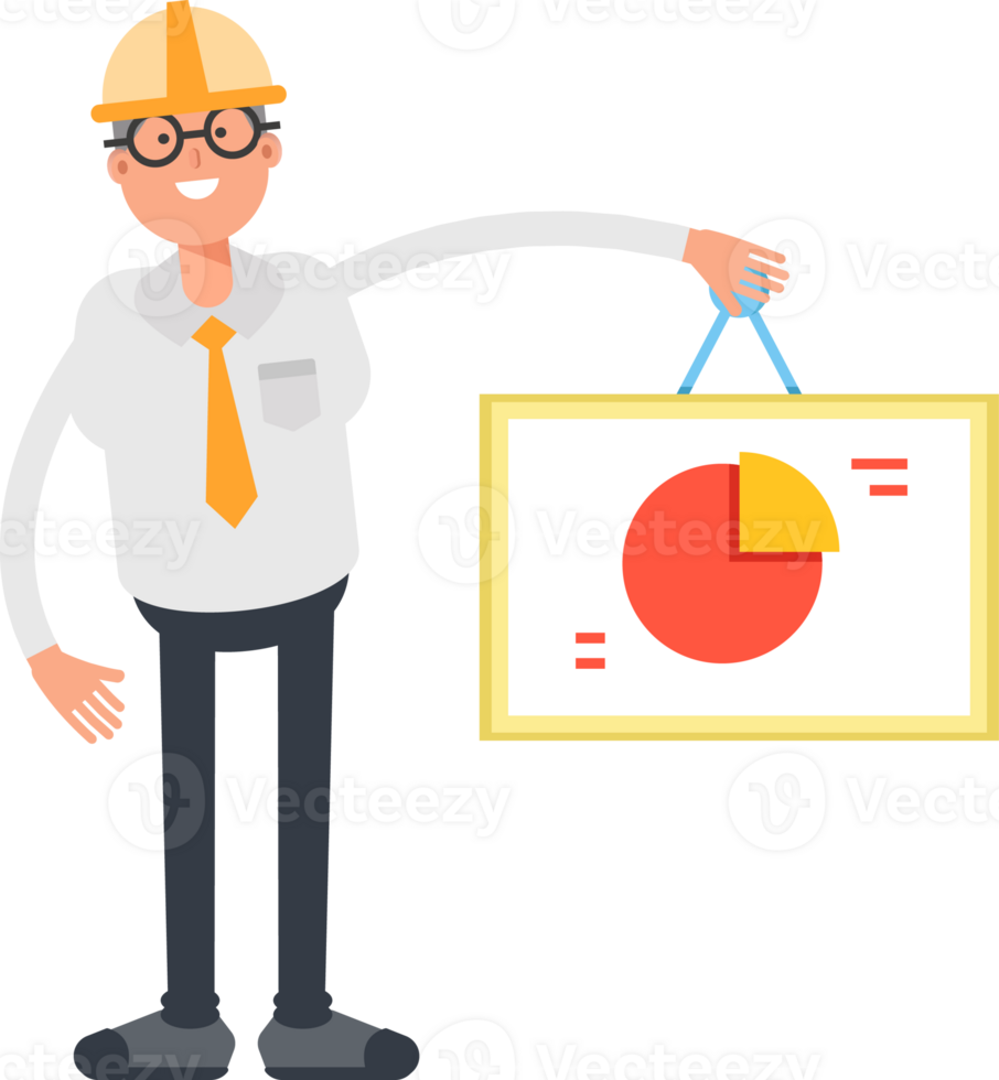 Architect Character Holding Pie Chart Signage png