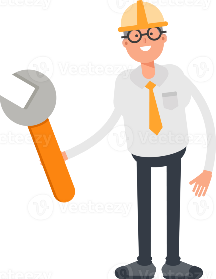Architect Character Using Wrench Tool png