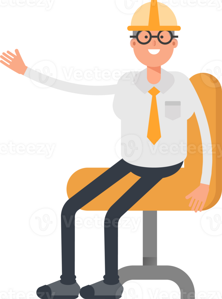 Architect Character Sitting on Office Chair png