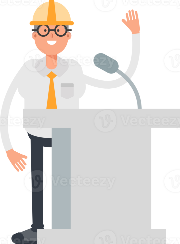 Architect Character Speaking on Podium png