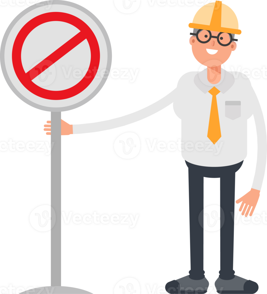 Architect Character and Prohibition Signage png