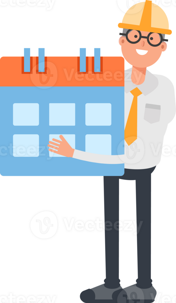 Architect Character Holding Calendar png