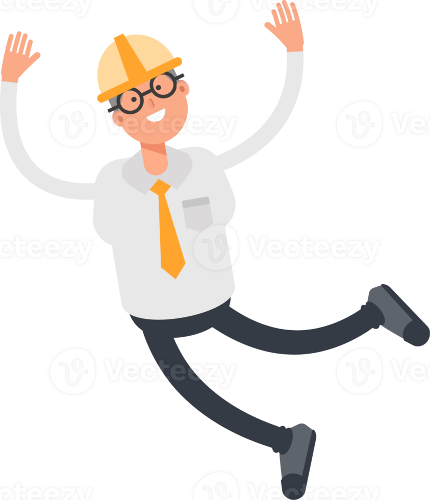 Architect Character Relaxing and Jumping png