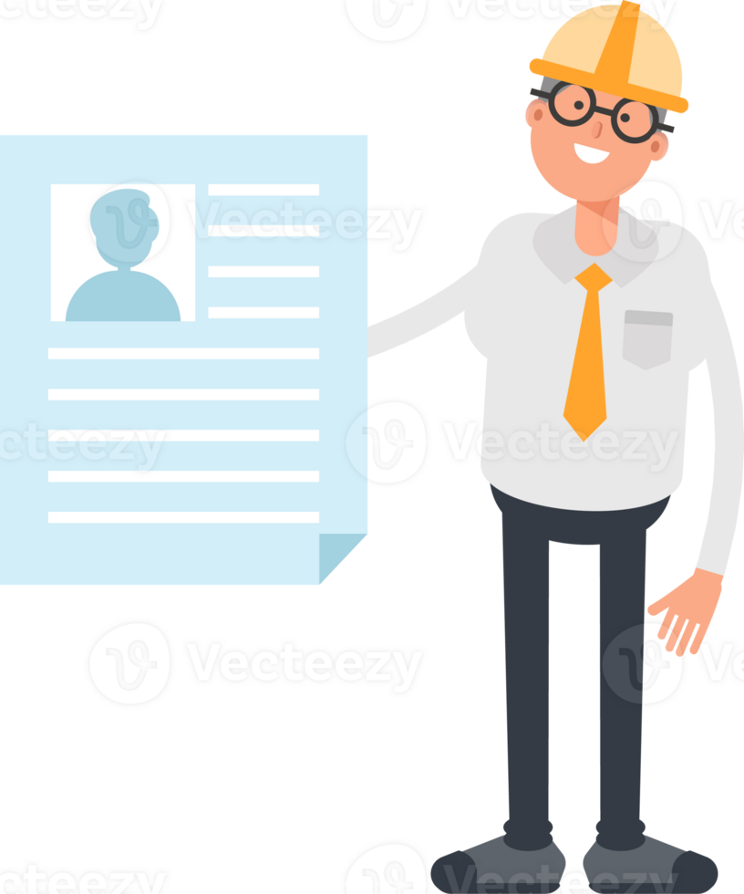Architect Character Holding Job Application Document png