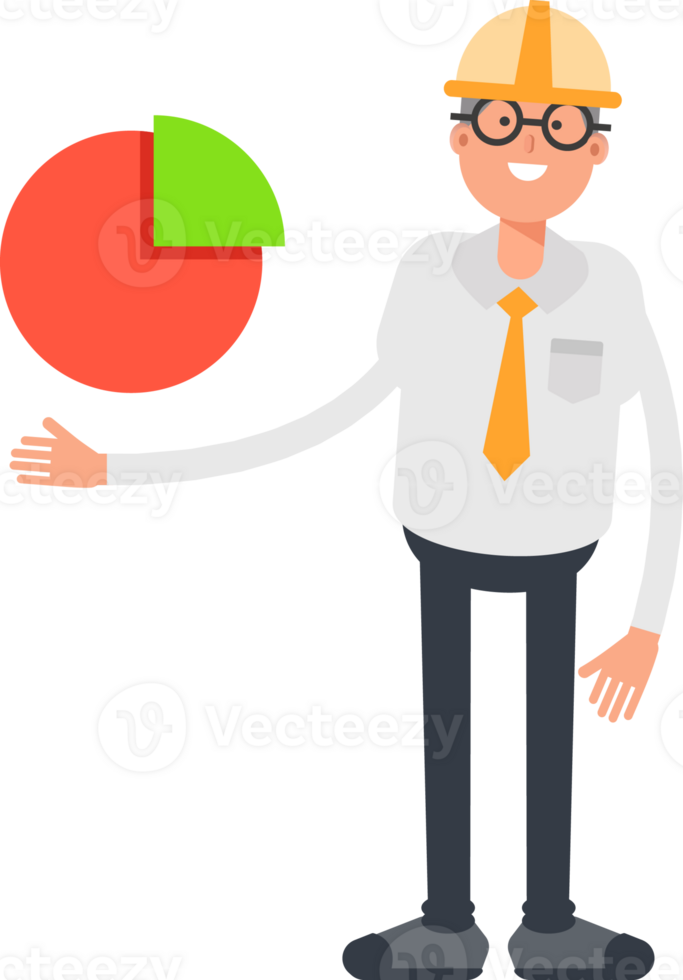 Architect Character Holding Pie Chart png