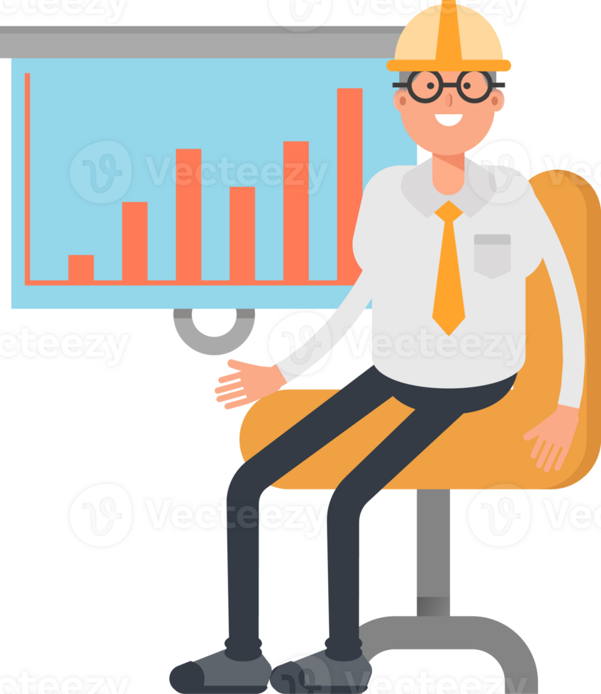 Architect Character Presenting Bar Chart png