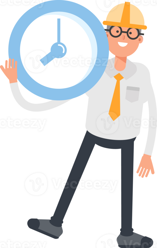 Architect Character Holding Clock png
