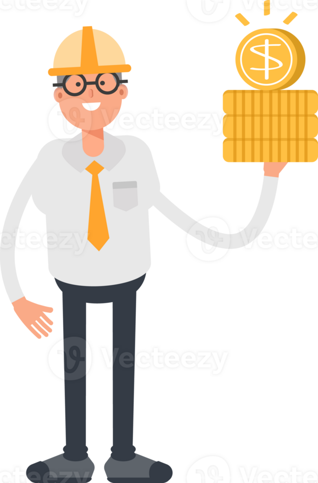 Architect Character Holding Dollar Coins png