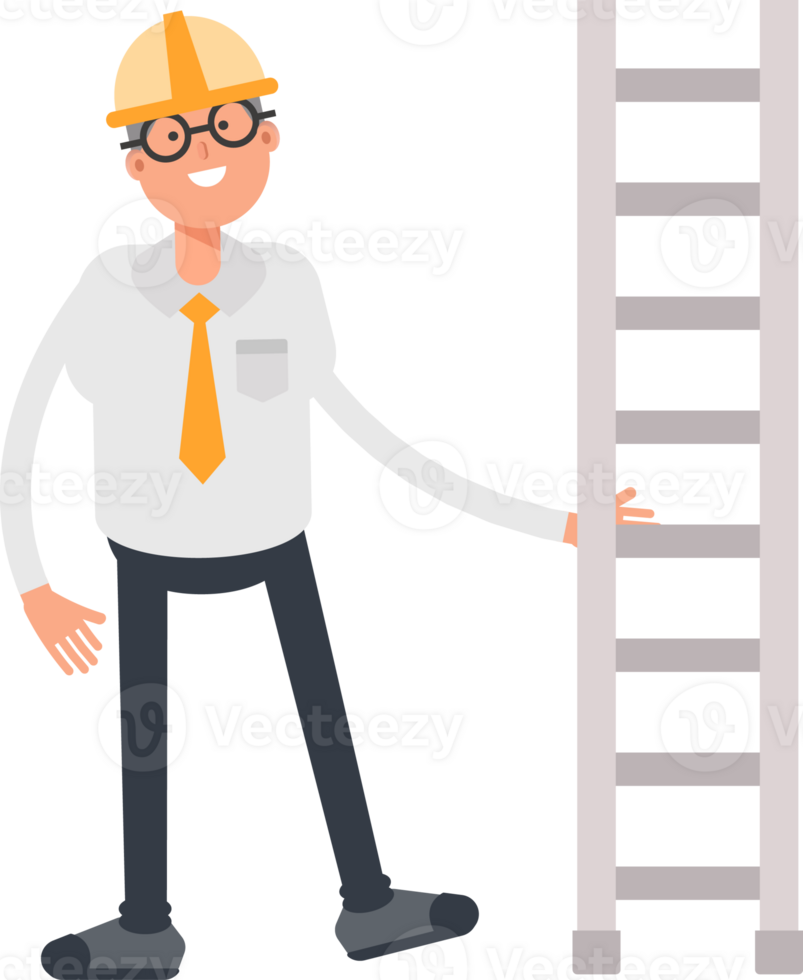 Architect Character and Ladder Illustration png
