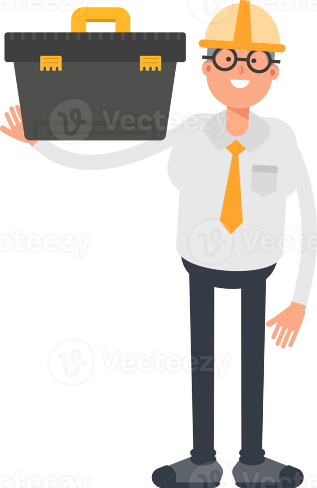 Architect Character Holding Toolbox Illustration png
