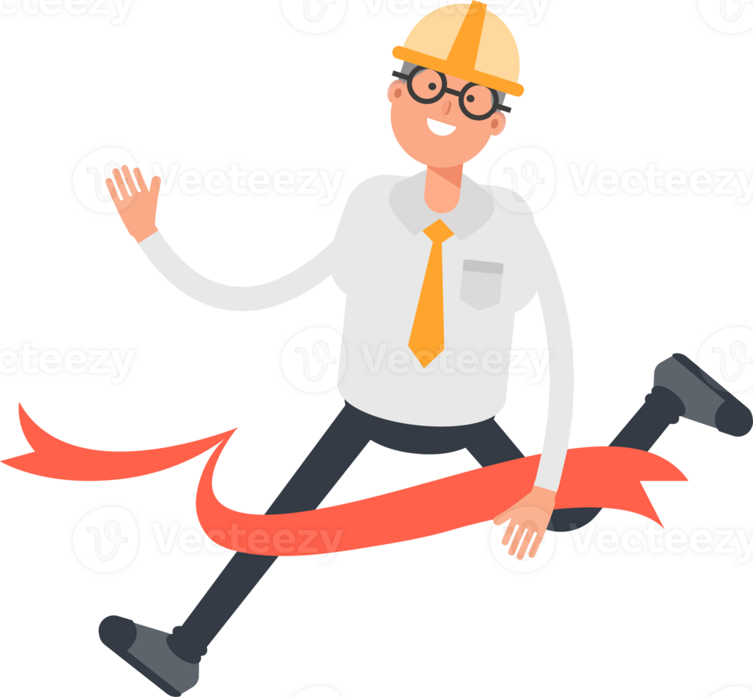 Architect Character Running at Finish Line png