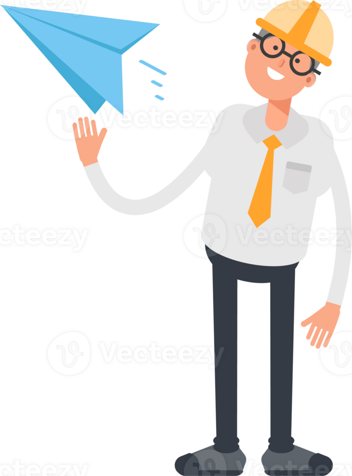 Architect Character Holding Paper Plane png