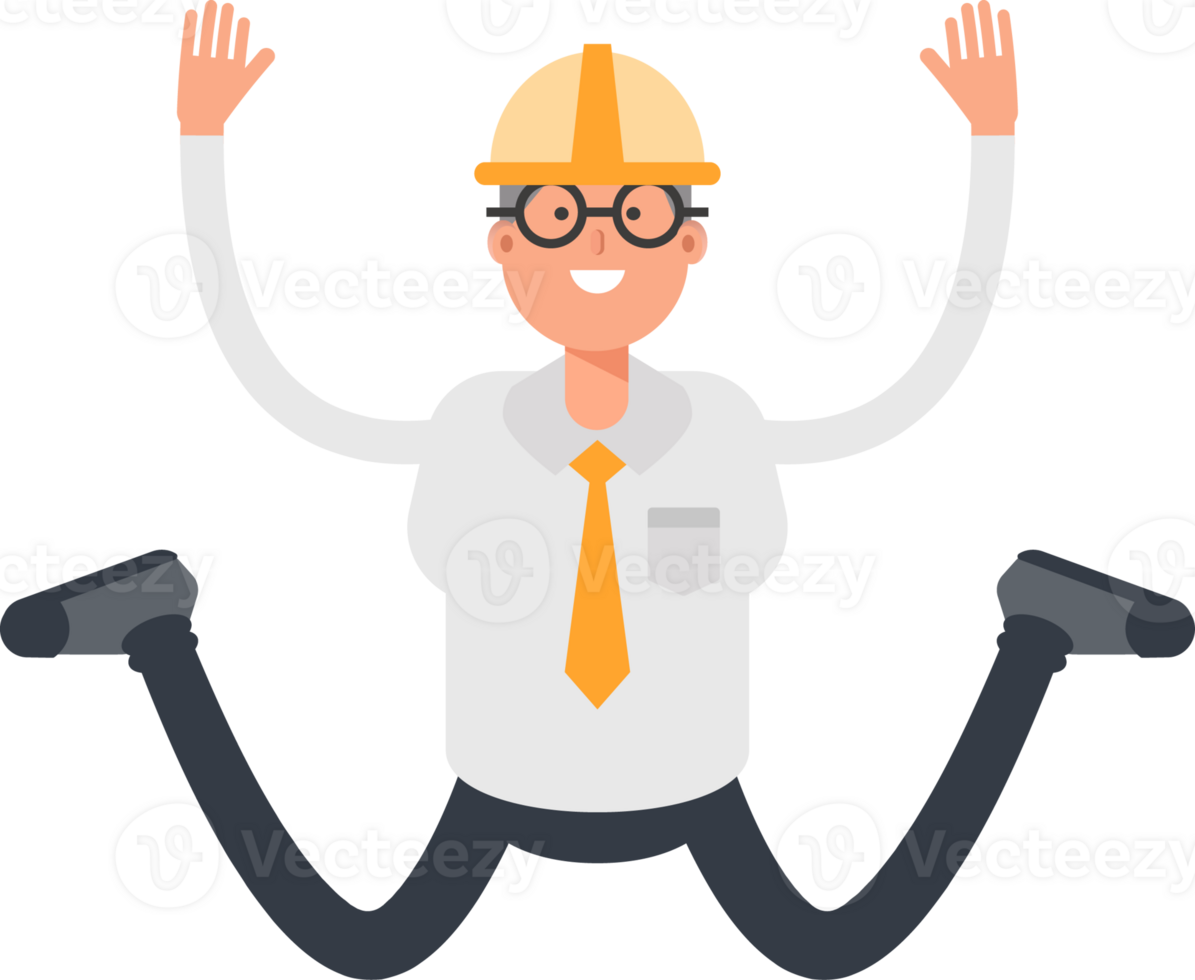 Architect Character Jumping Illustration png