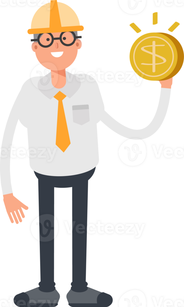 Architect Character Holding Dollar Coin png