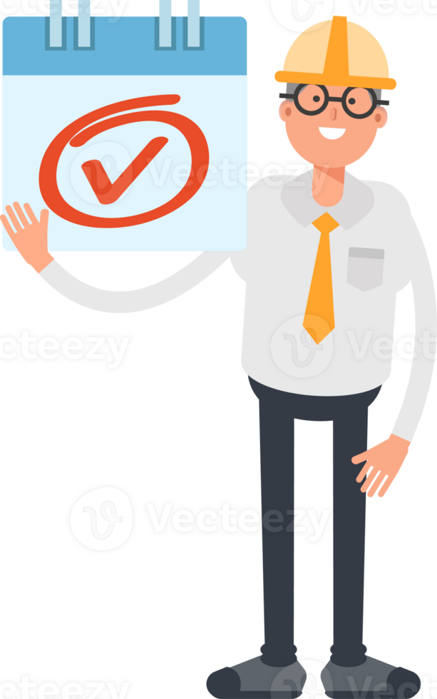 Architect Character and Check Mark Sign png