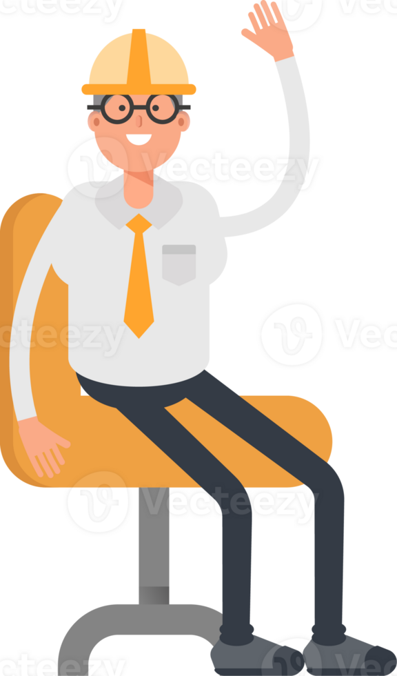 Architect Character Sitting on Chair png