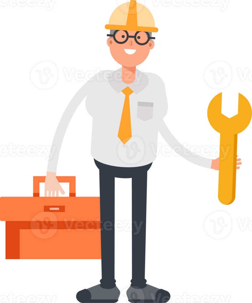 Architect Character Holding Toolbox and Wrench png
