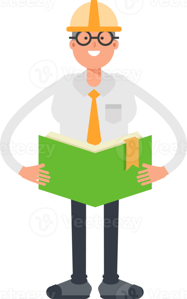 Architect Character Reading Book png
