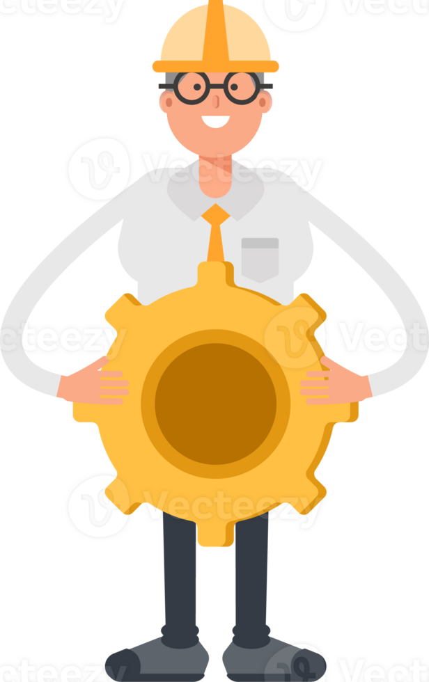 Architect Character Holding Gear png