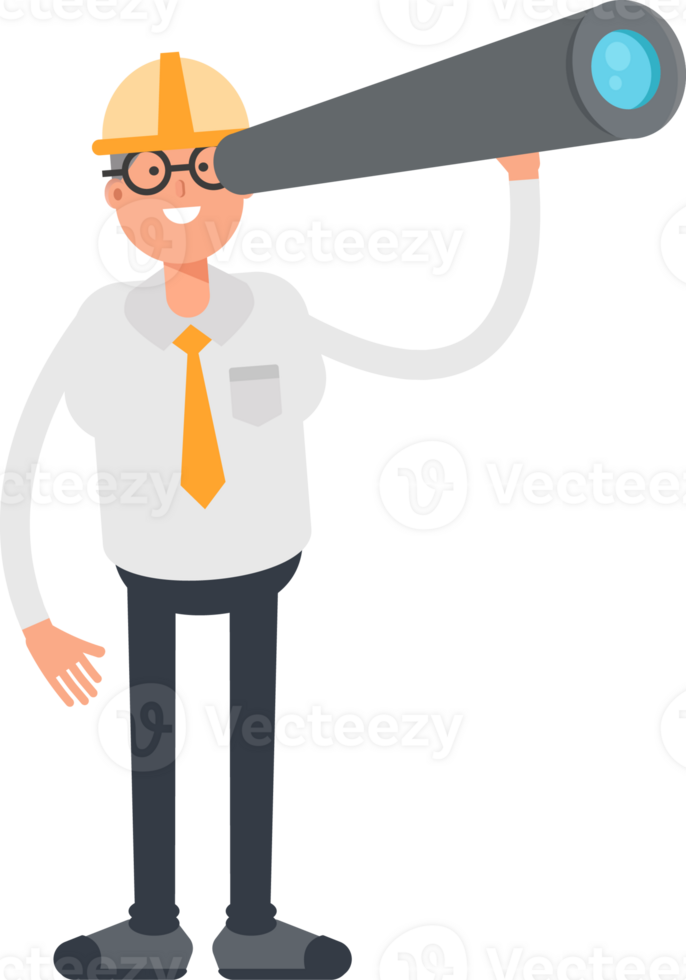 Architect Character Using Binoculars png