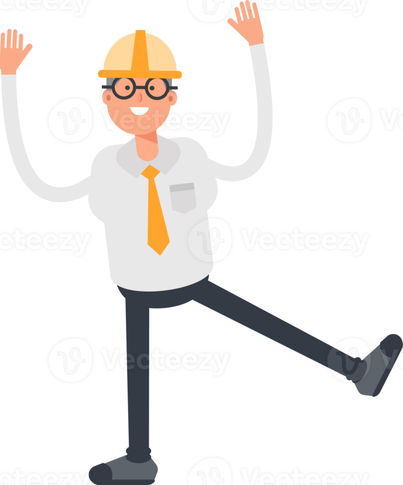 Architect Character Rising Hands Illustration png
