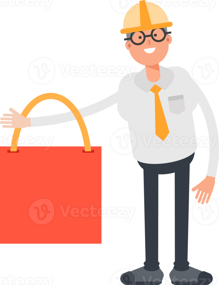 Architect Character Holding Shopping Bag png