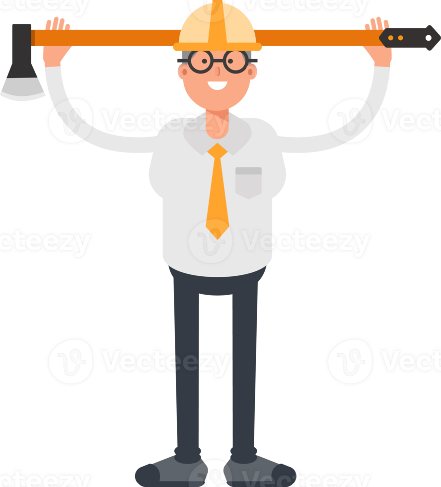 Architect Character Holding Axe Illustration png