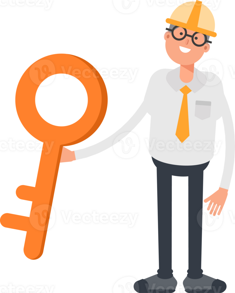 Architect Character Holding Key png