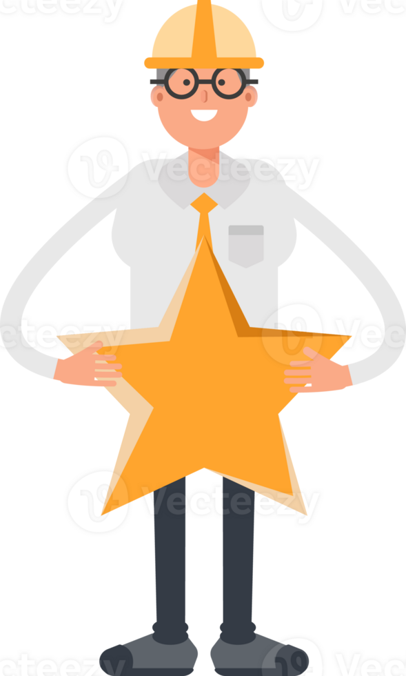 Architect Character Holding Star png