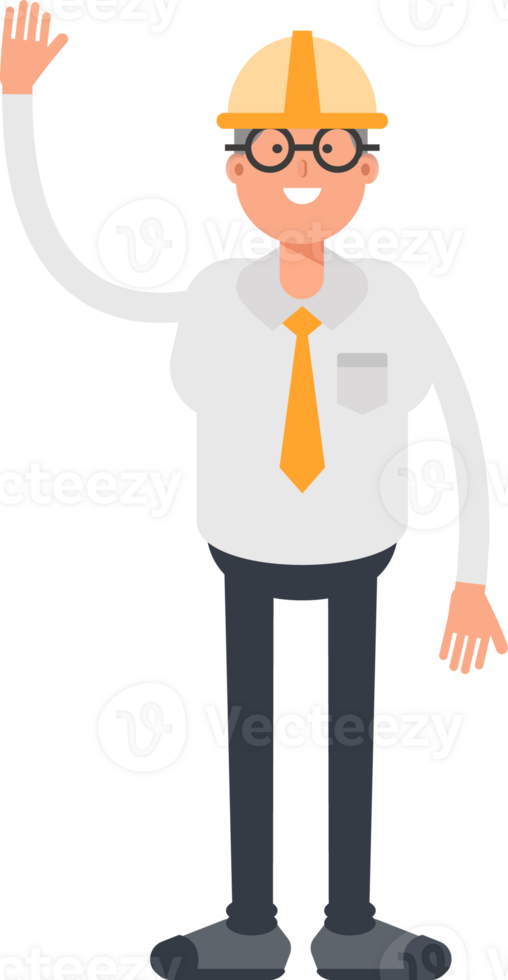 Architect Character Greeting Illustration png