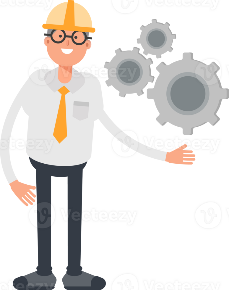 Architect Character Holding Gears png