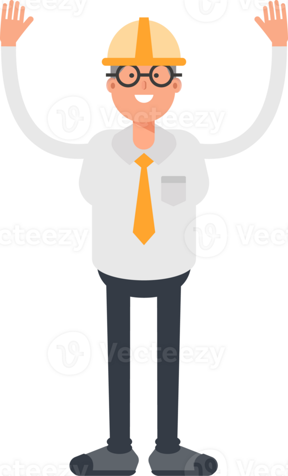 Architect Character Raising Hands png