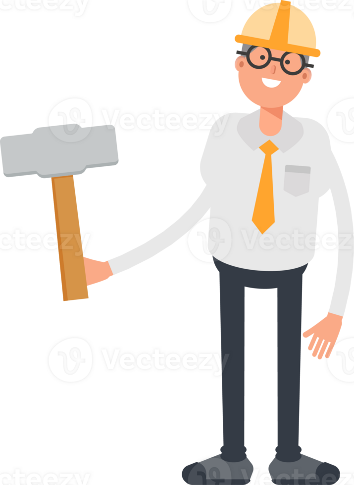 Architect Character Holding Sledge Hammer png