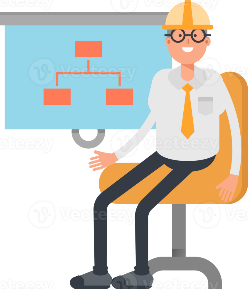 Architect Character Presenting Organization Chart png