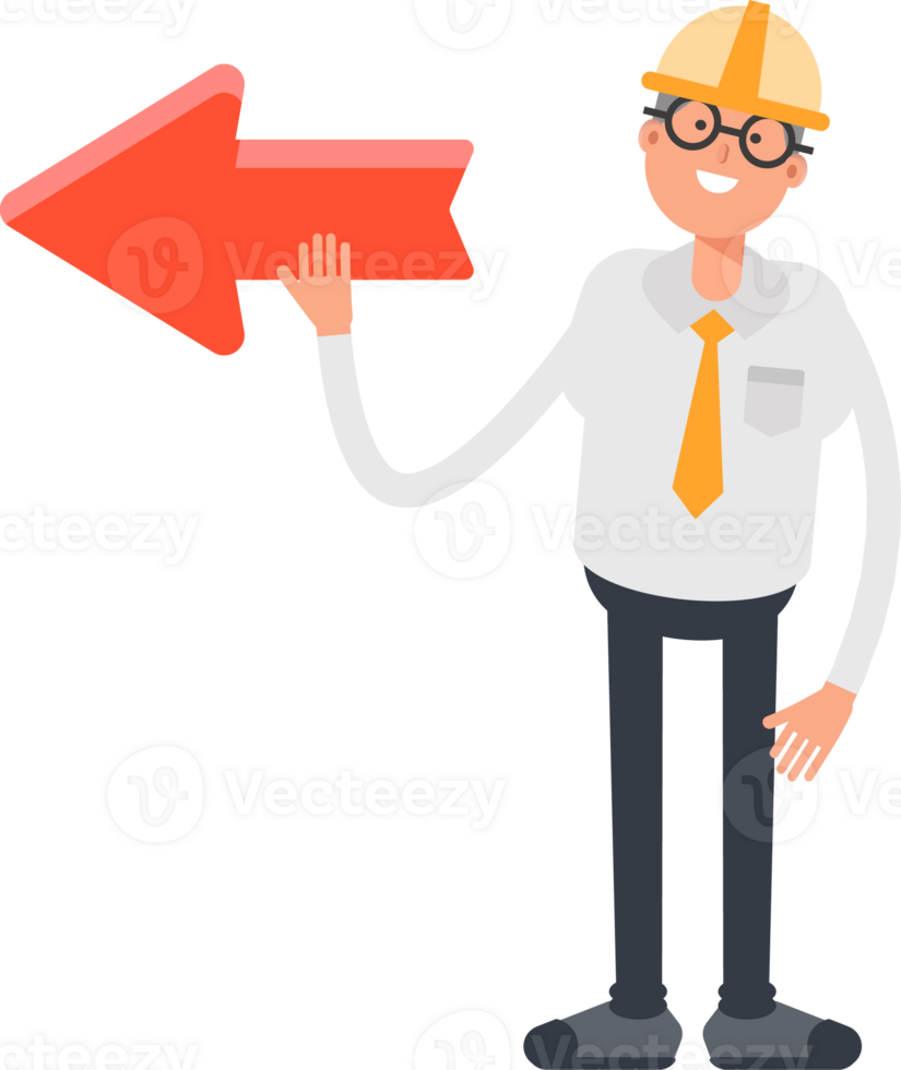 Architect Character and Arrow Sign png