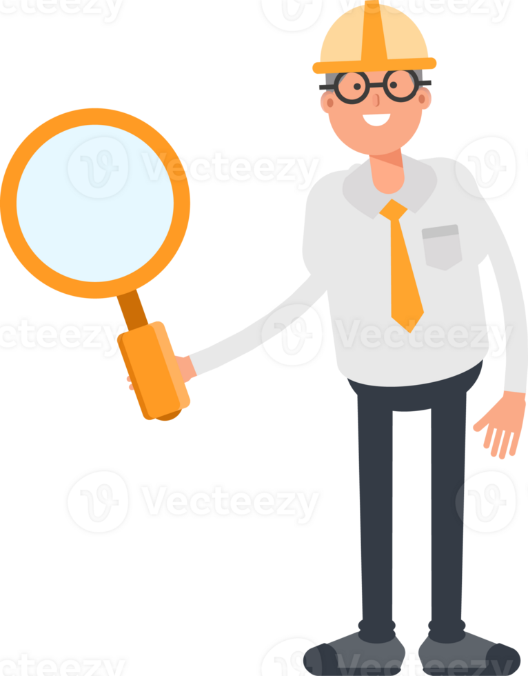 Architect Character Holding Magnifier png