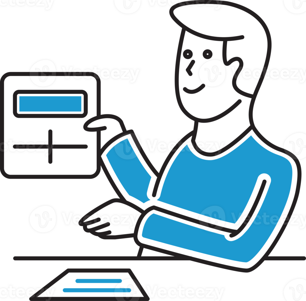 Accountant and Calculator Illustration png
