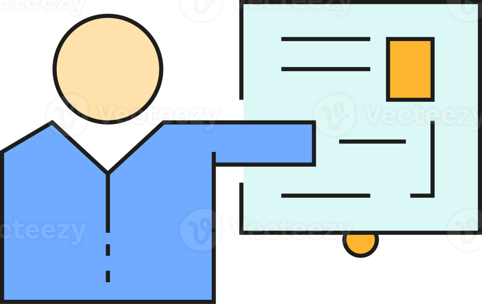 People Presenting with Whiteboard Icon png