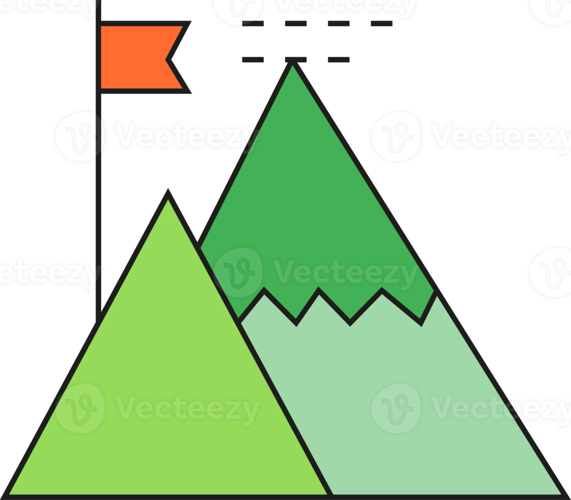 Flag and Mountain for Achievement Concept Icon png
