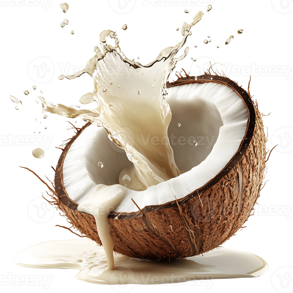 Fresh Coconut Milk Splash Tropical Drink Beverage food cream white png