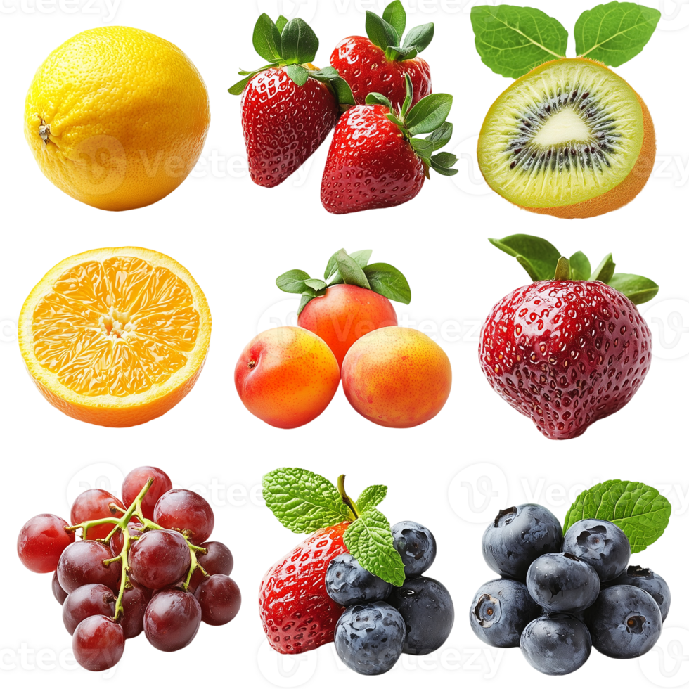 Fresh Juicy Fruits Collage Summer Vitamin Food red kiwi ripe diet png