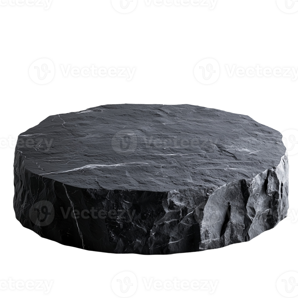 Dark Grey Stone Platform Product Display Stand 3d rock black model png