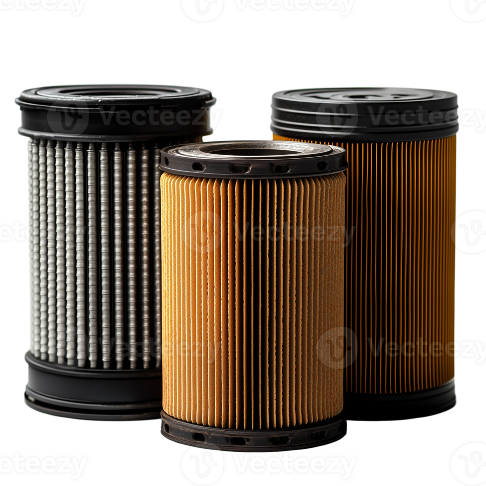 Automotive Engine Oil Air Filters Set Clean car new grey parts brown png