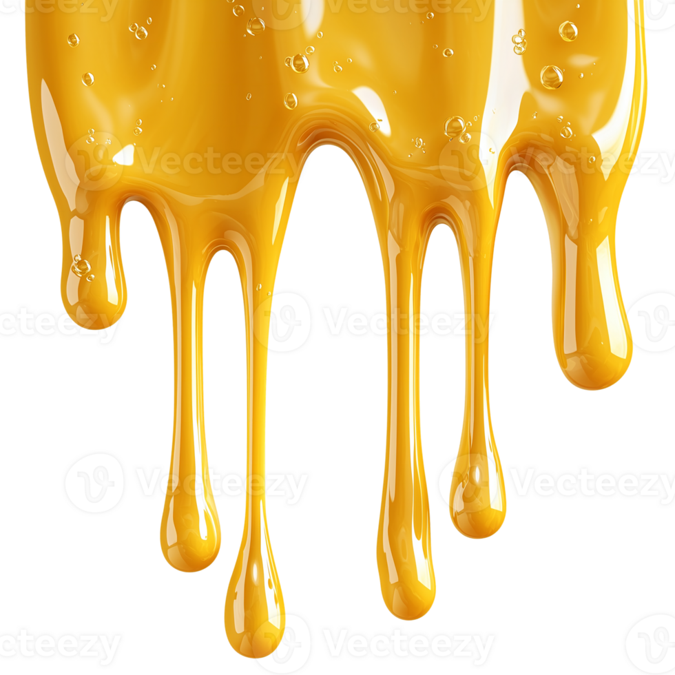 Dripping Honey Golden Syrup Texture on transparent background png