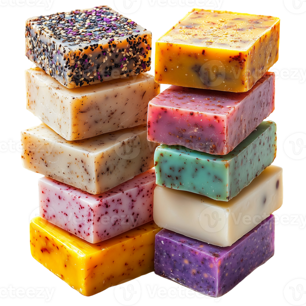 Handmade Soap Stack Colorful Natural on transparent background png