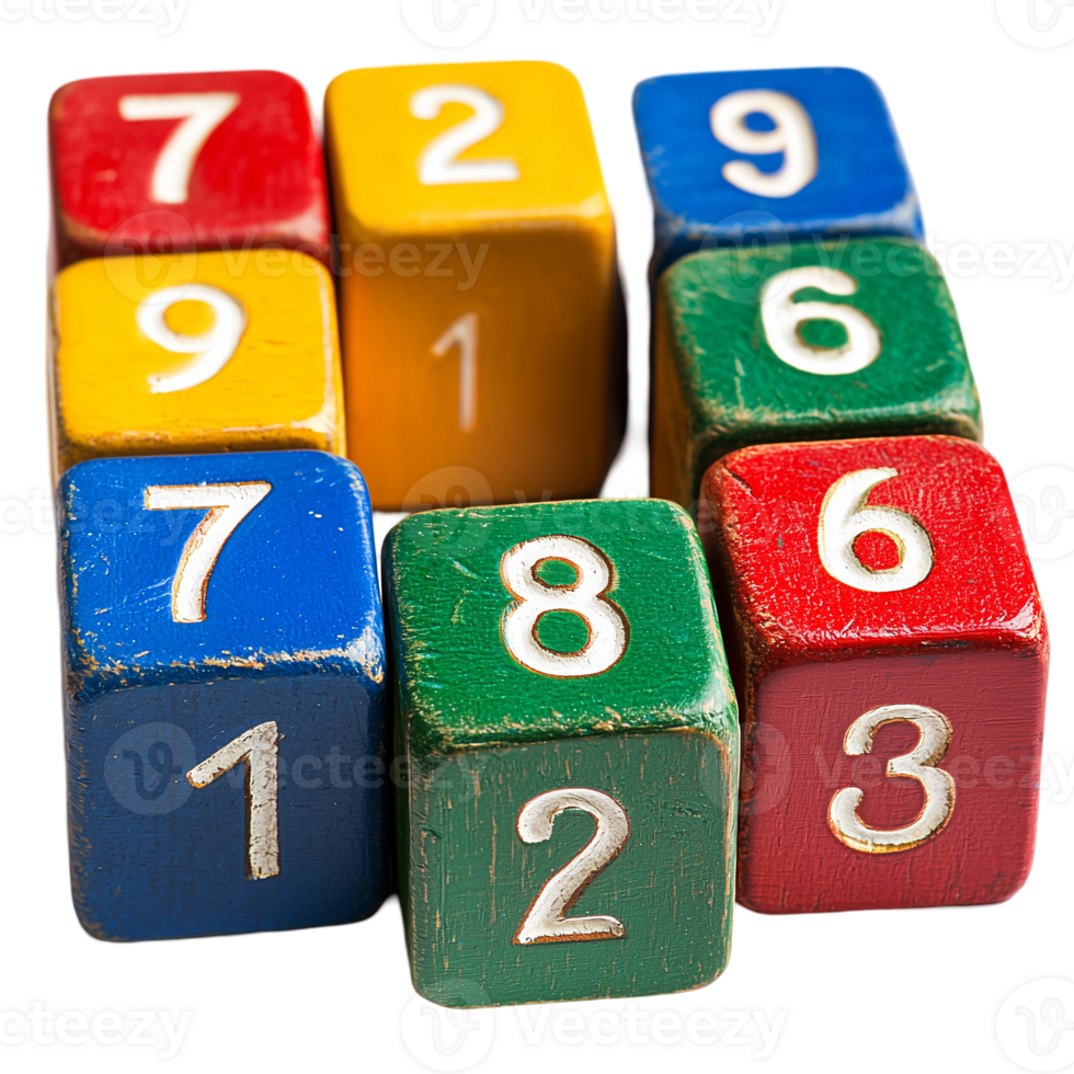 Colorful Number Blocks Fun Learning Toy on transparent background png